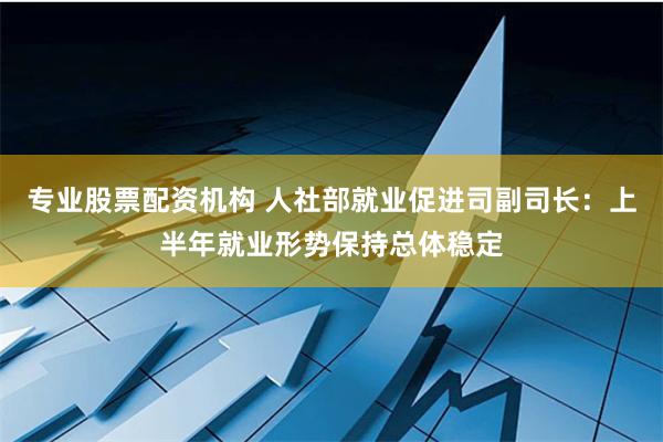 专业股票配资机构 人社部就业促进司副司长：上半年就业形势保持总体稳定